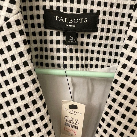 NWT black&white checked Talbots blazer - Picture 6 of 8